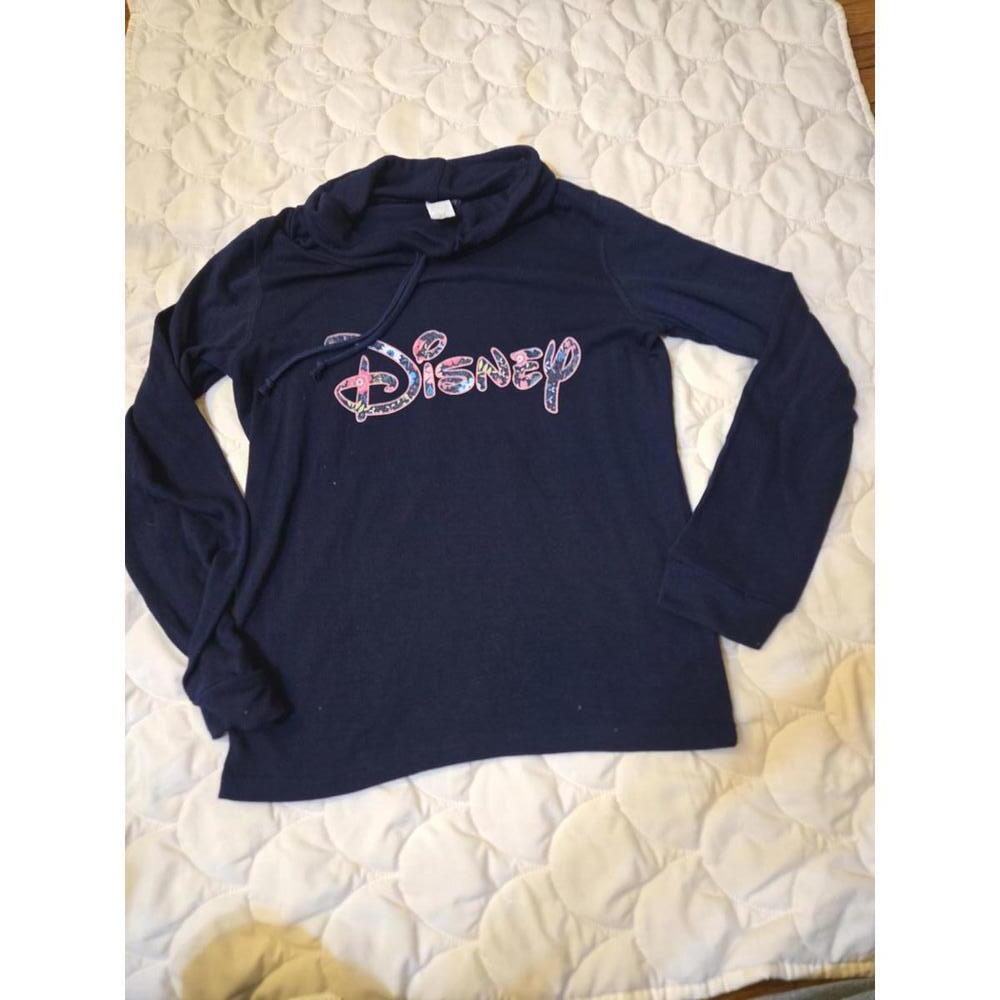 Disney Women's Long Sleeve Navy Blue cowl neck with Floral Logo